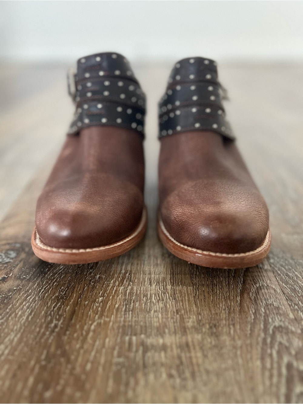 Freebird by Steven Frontier Brown Leather Mule Studded Booties size 9 - Picture 3 of 12